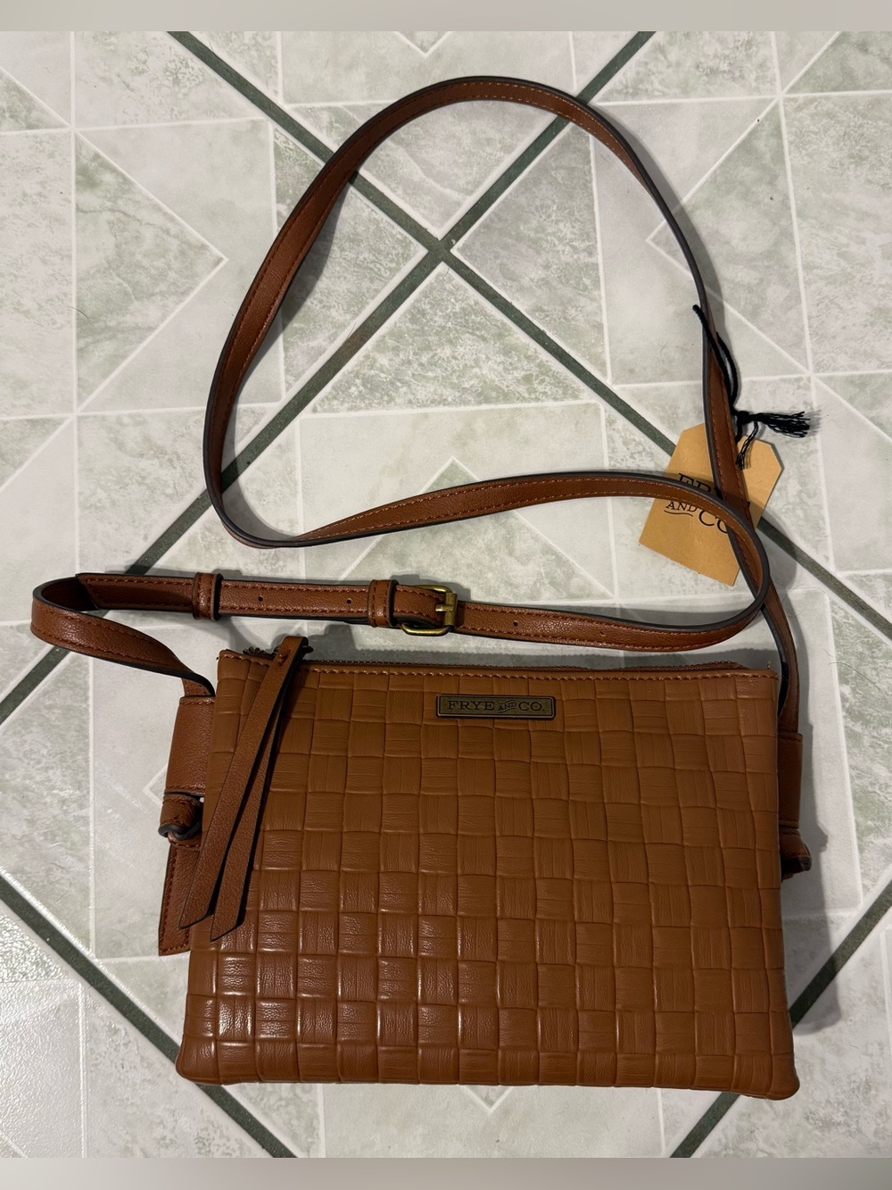 FRYE AND CO. Woven Leather Crossbody Bag